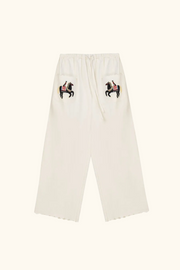 Kotyk Embroidered Cotton Pants in Off-white