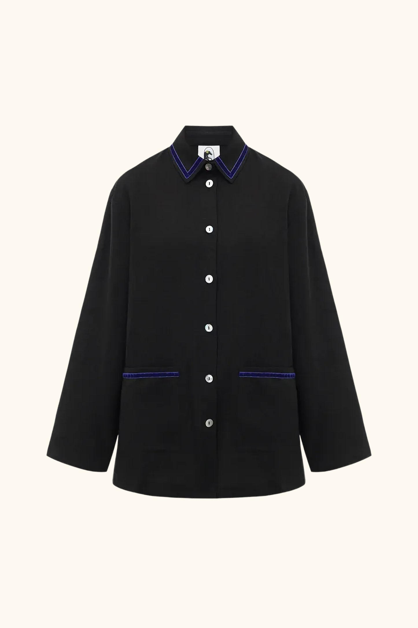 Paros Linen Unisex Pajama Shirt in Black