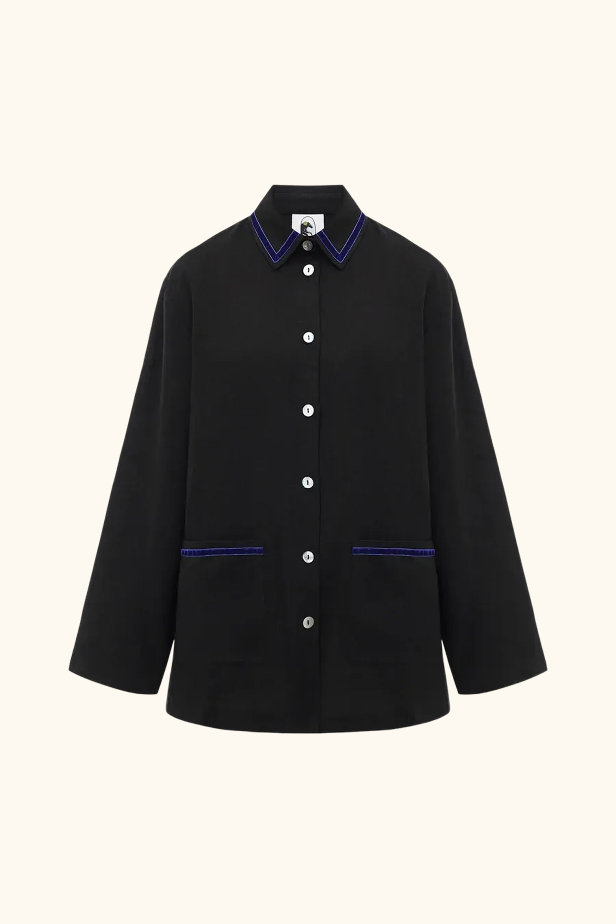 Paros Linen Unisex Pajama Shirt in Black