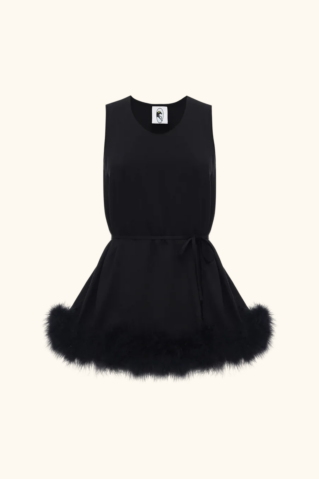 Bisou Bisou Top with Feathers in Black