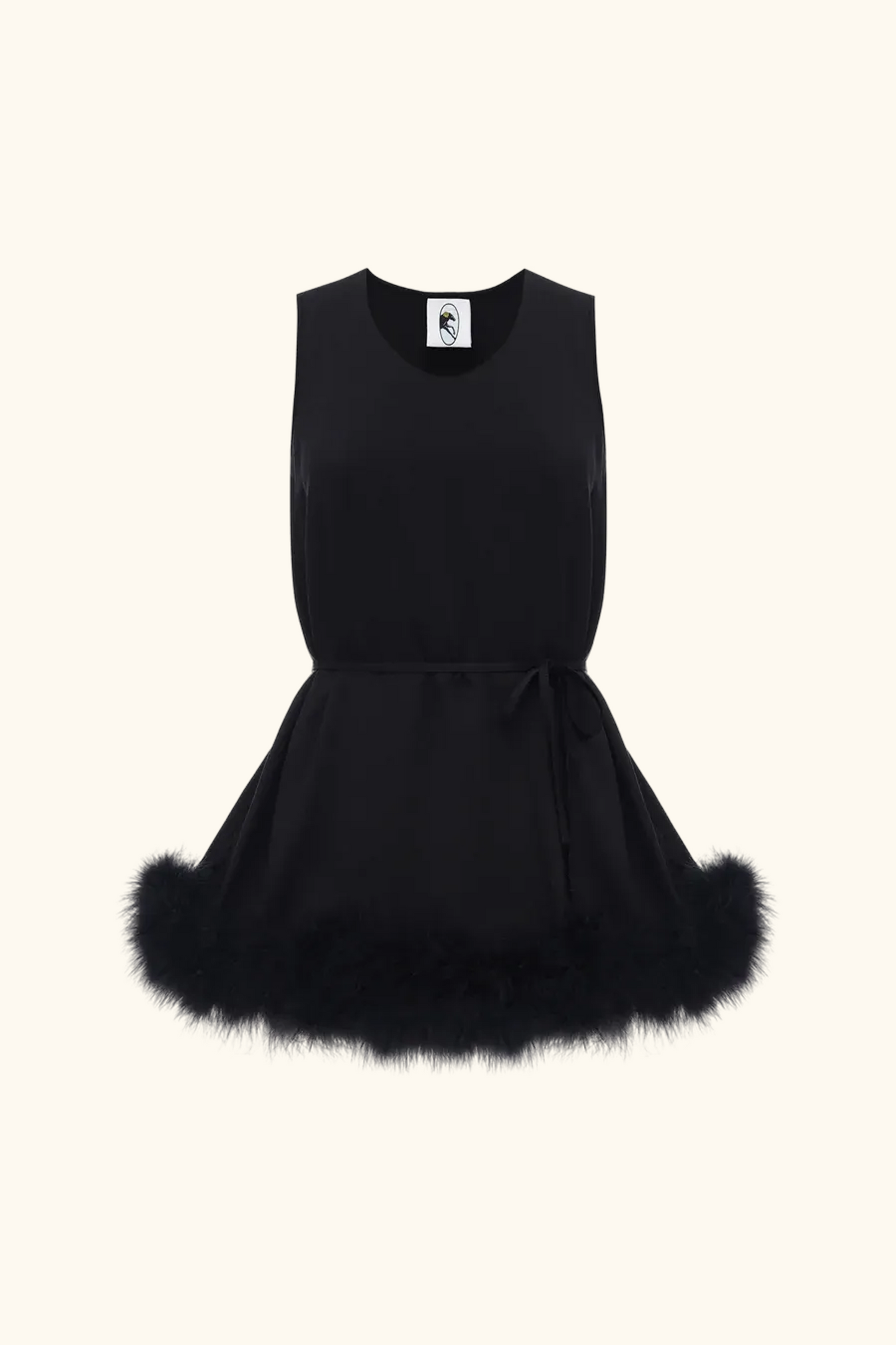 Bisou Bisou Top with Feathers in Black
