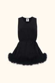 Bisou Bisou Top with Feathers in Black