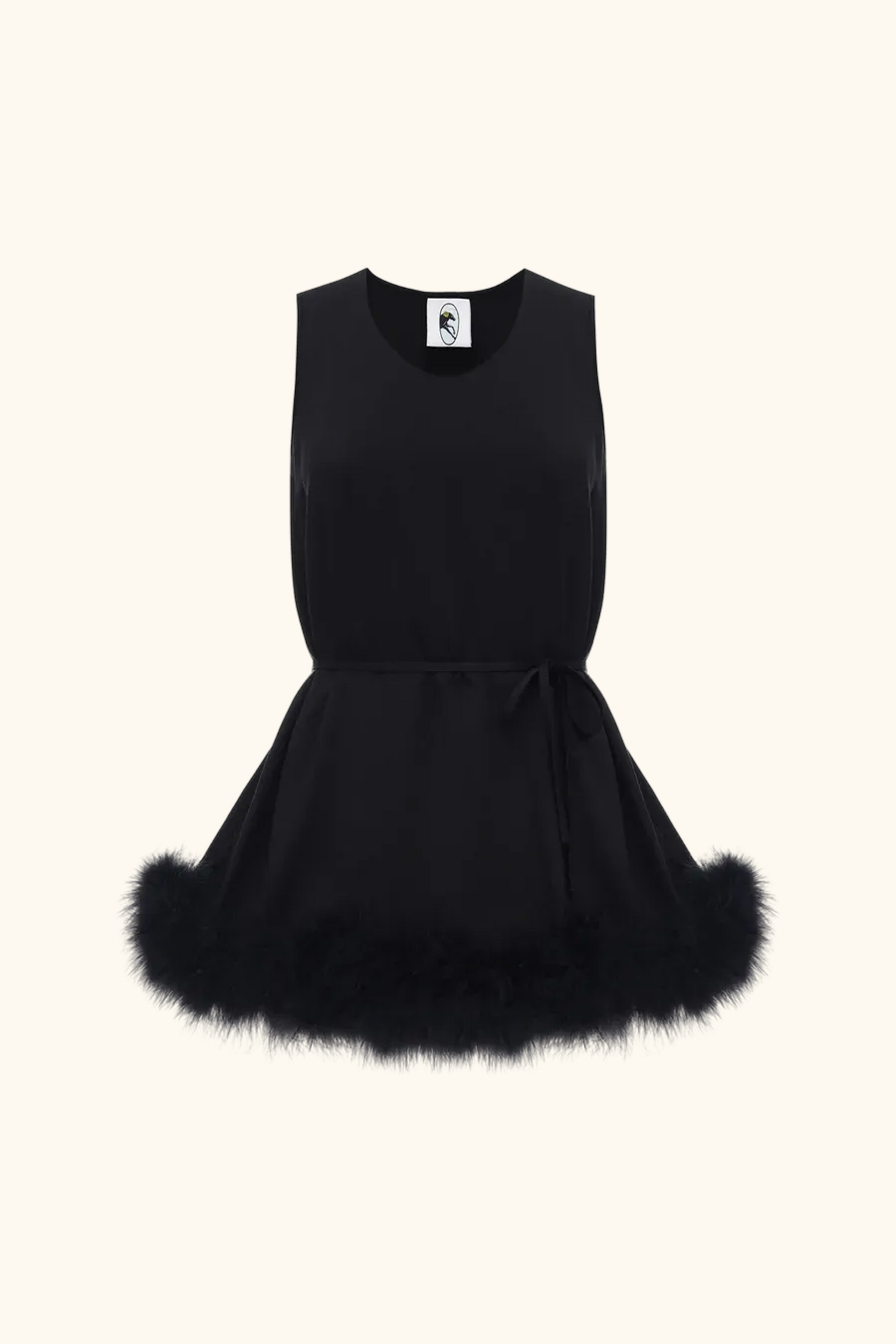 Bisou Bisou Top with Feathers in Black