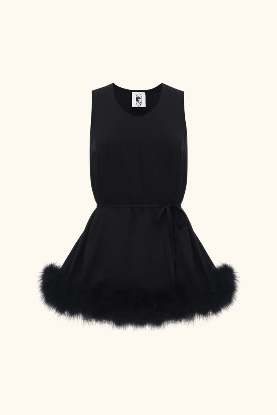 Bisou Bisou Top with Feathers in Black