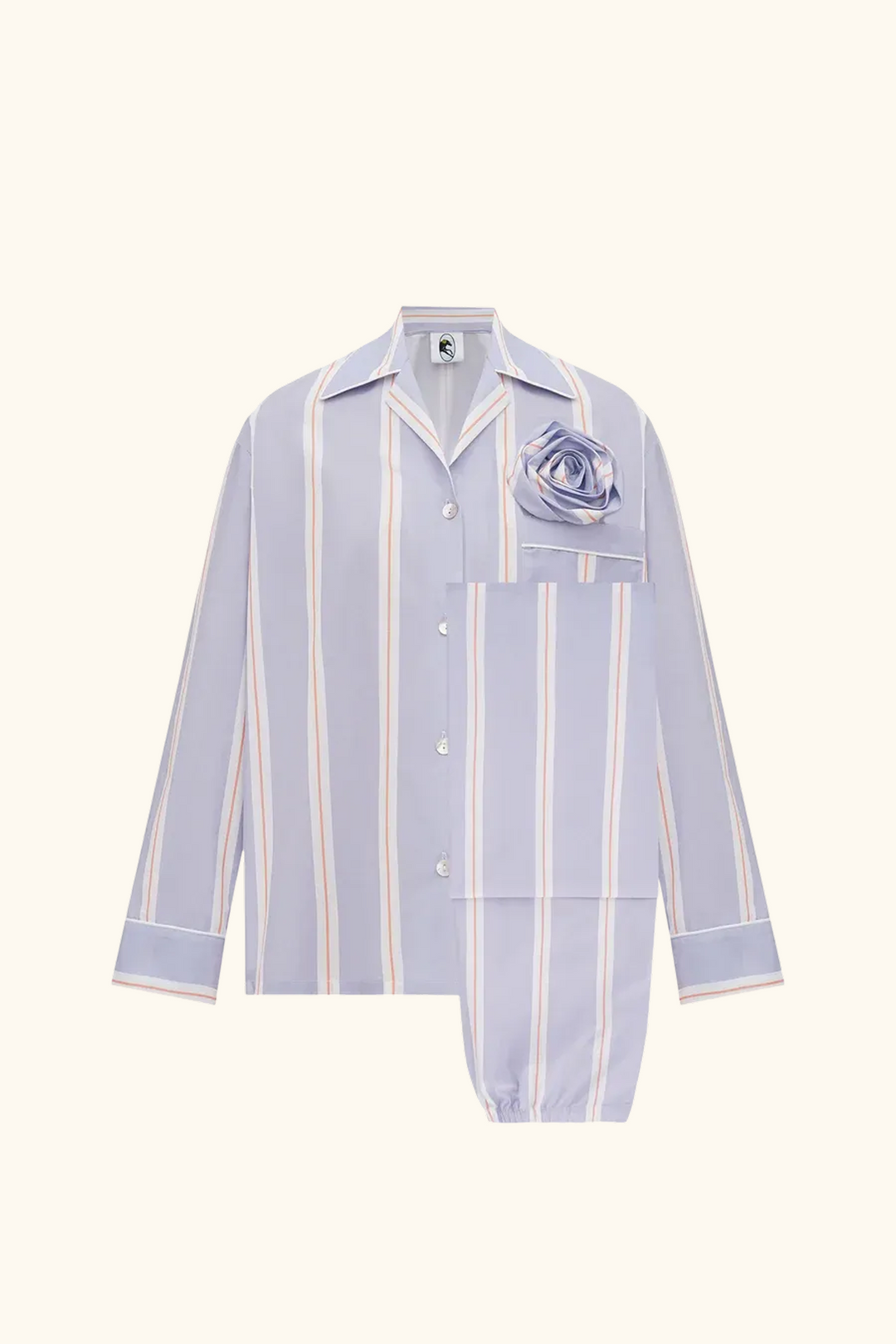 The Rose Cotton Pajama Set in Blue Stripes