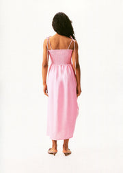 Atlanta Linen Strap Dress with Rose in pink