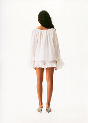 Puff Linen Lounge Shorts with Headscarf in White