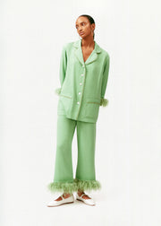 Party Pajamas Set with Detachable Feathers in Mint