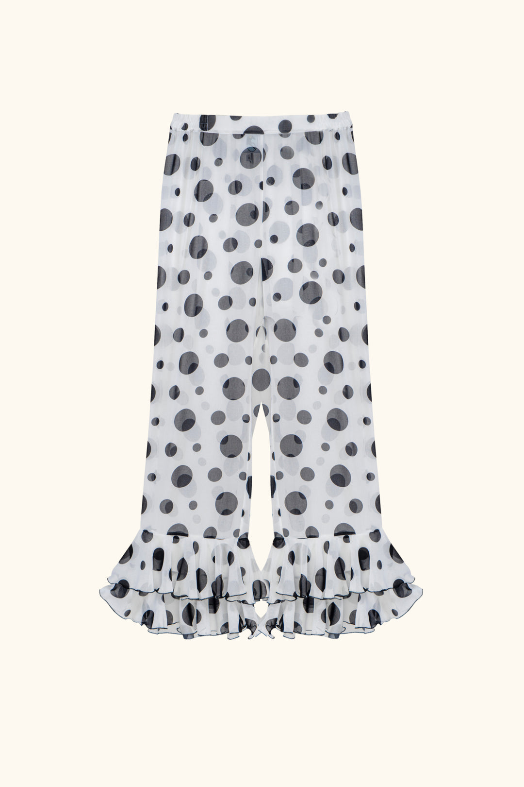 Samba Ruffled Chiffon Polka-dot Pants in White