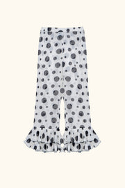 Samba Ruffled Chiffon Polka-dot Pants in White