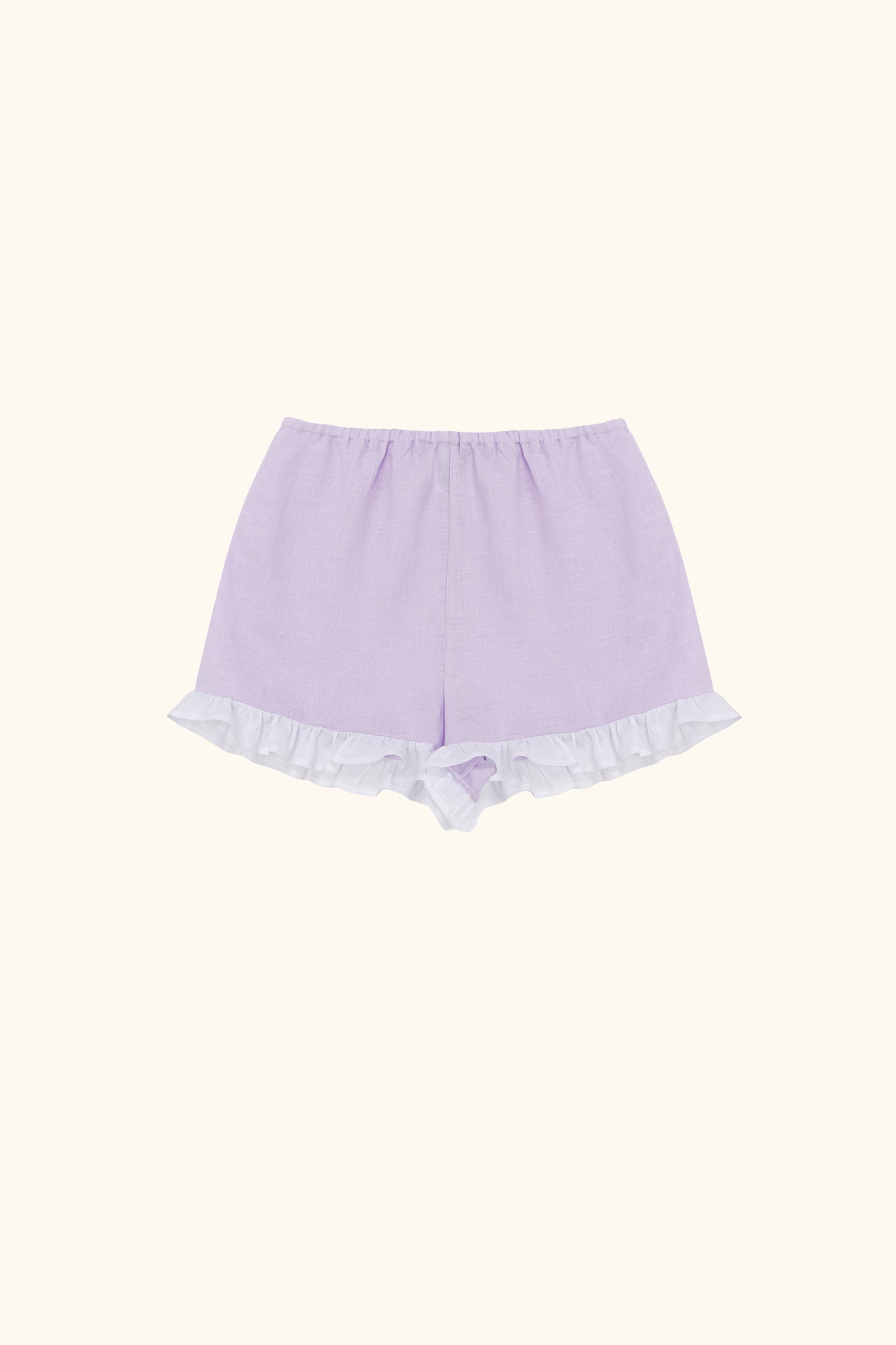 Puff Linen Lounge Shorts with Headscarf in Lavender