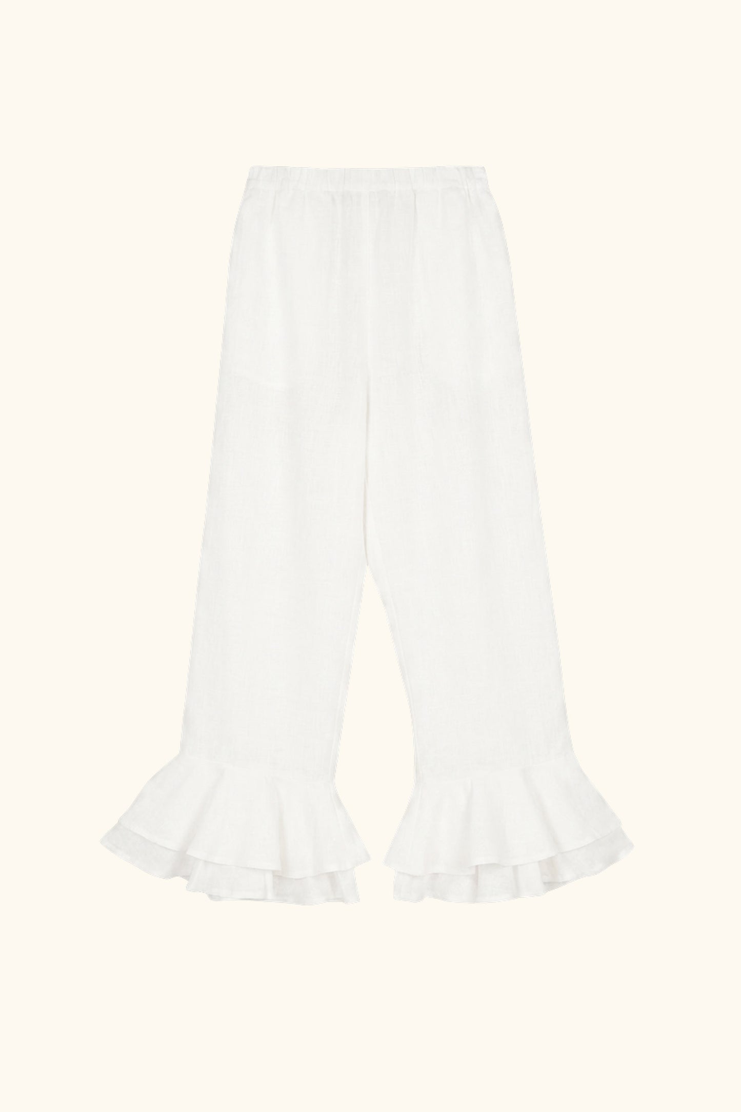 Cha-Cha Linen Lounge Pants with Headscarf in White