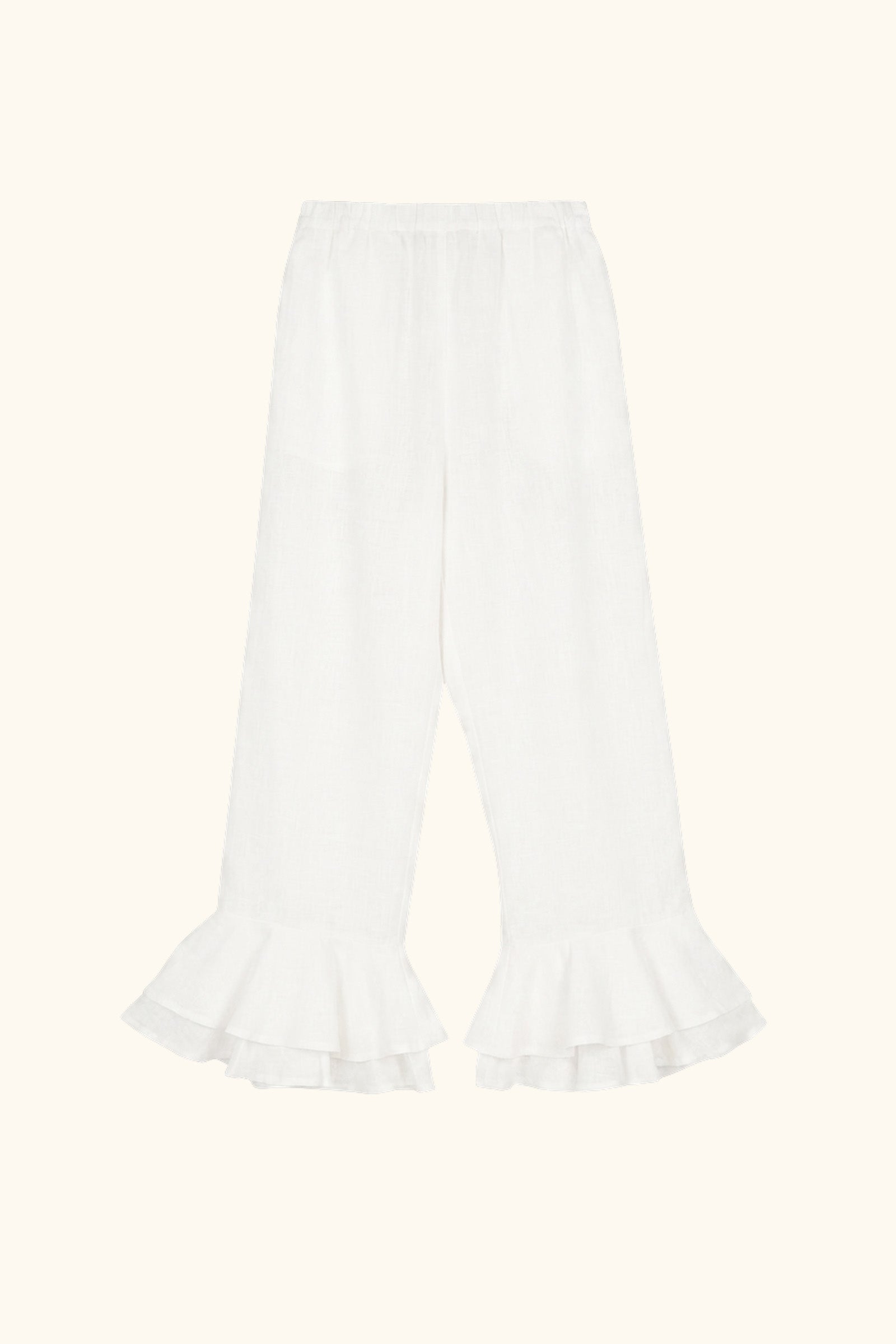 Cha-Cha Linen Lounge Pants with Headscarf in White