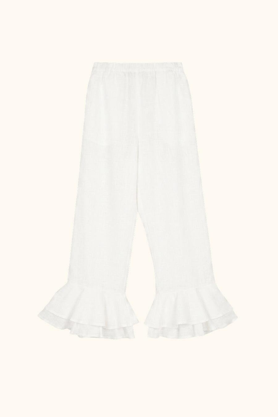 Cha-Cha Linen Lounge Pants with Headscarf in White