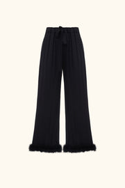 Bisou Bisou Pants with Feathers in Black