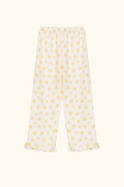 Puff Linen Lounge Pants with Headscarf in Daisies