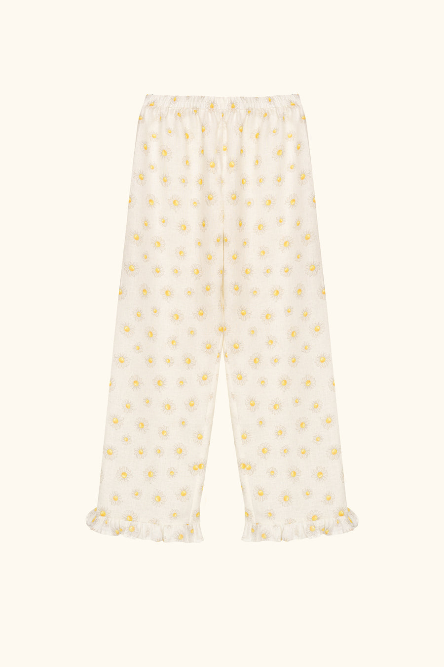 Puff Linen Lounge Pants with Headscarf in Daisies