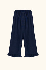 Puff Linen Lounge Pants with Headscarf in Navy