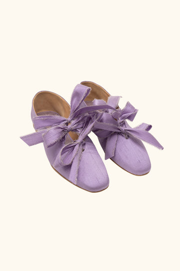 Mille-feuille Silk Flats in Lilac
