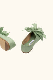 Mille-feuille Silk Flats in Mint Green