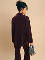Stardust Lurex Lounge Suit in Burgundy — back detail