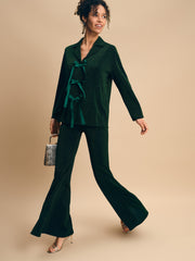 Stardust Lurex Lounge Suit in Green — full-length view in motion